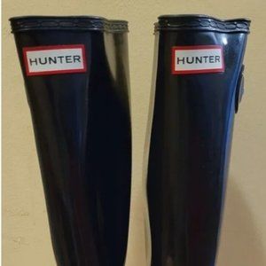 Original Hunter Tall Black Gloss Rubber Rain Boots Women Size US 7 EU 38